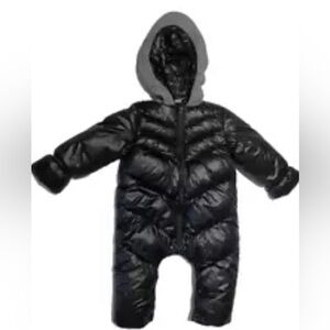 Baby Down/Puffer Jacket Snow Jumpsuit w/Pompom Hood - XLG--12-18M Black
